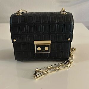 Luana Italy "Marella" black embossed leather crossbody bag